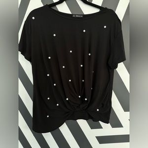 Black Top with White Pearls